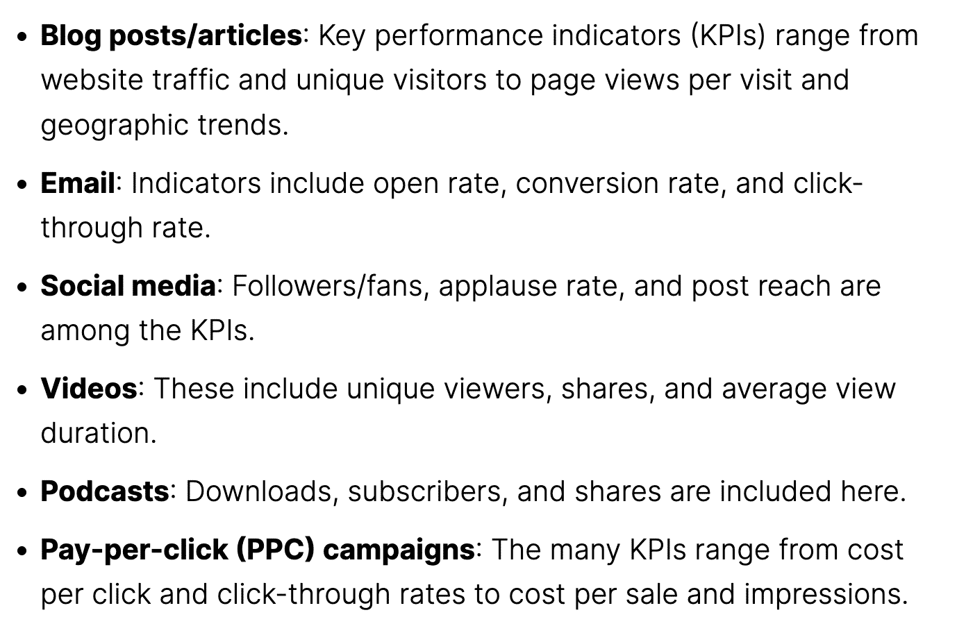 Metrics to track marketing success